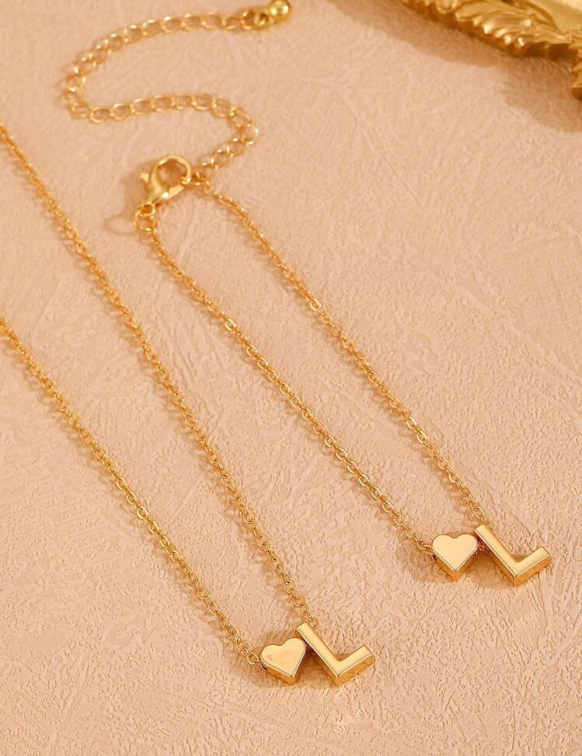 Initial necklace & bracelet set