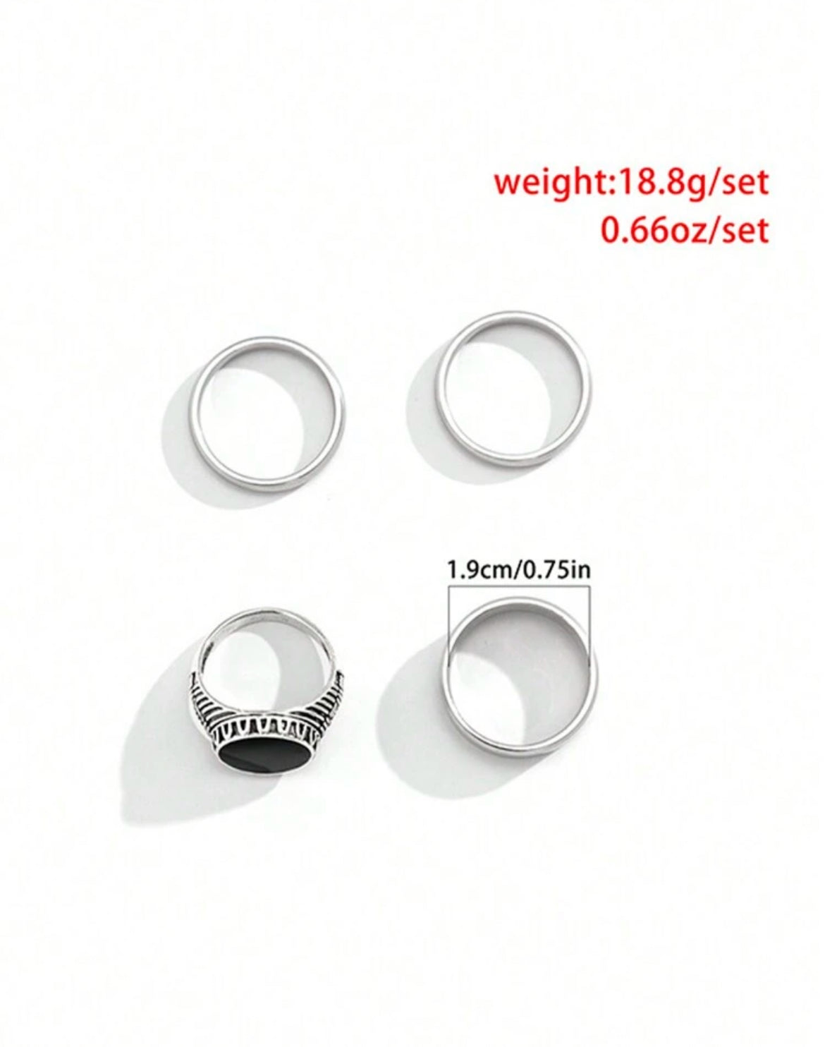 4pc stainless steel geometric rings