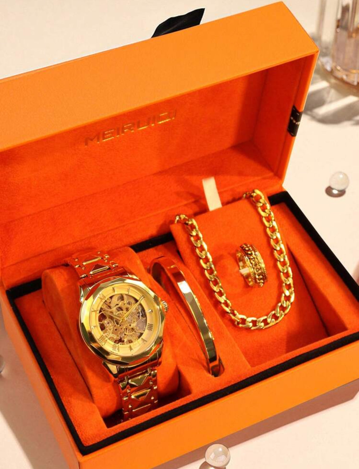 Roman Numerals Watch Set for men