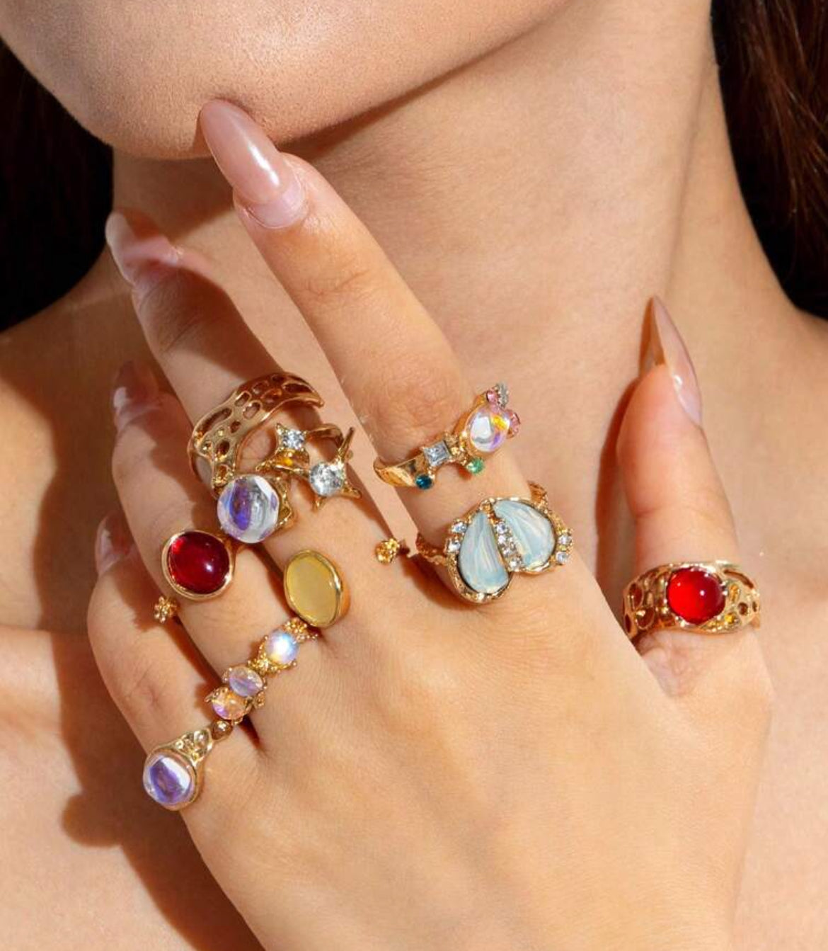 Jade 9pc vintage ring set