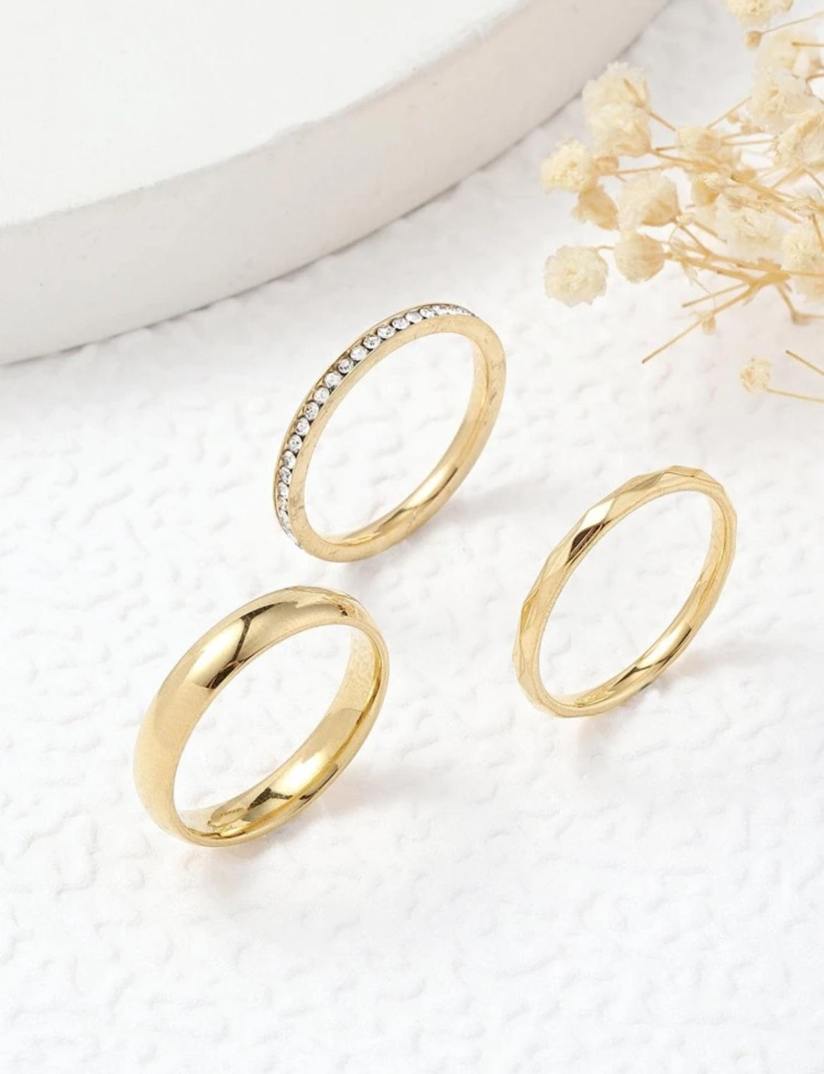 Elegant Stainless Steel 3pcs ring set