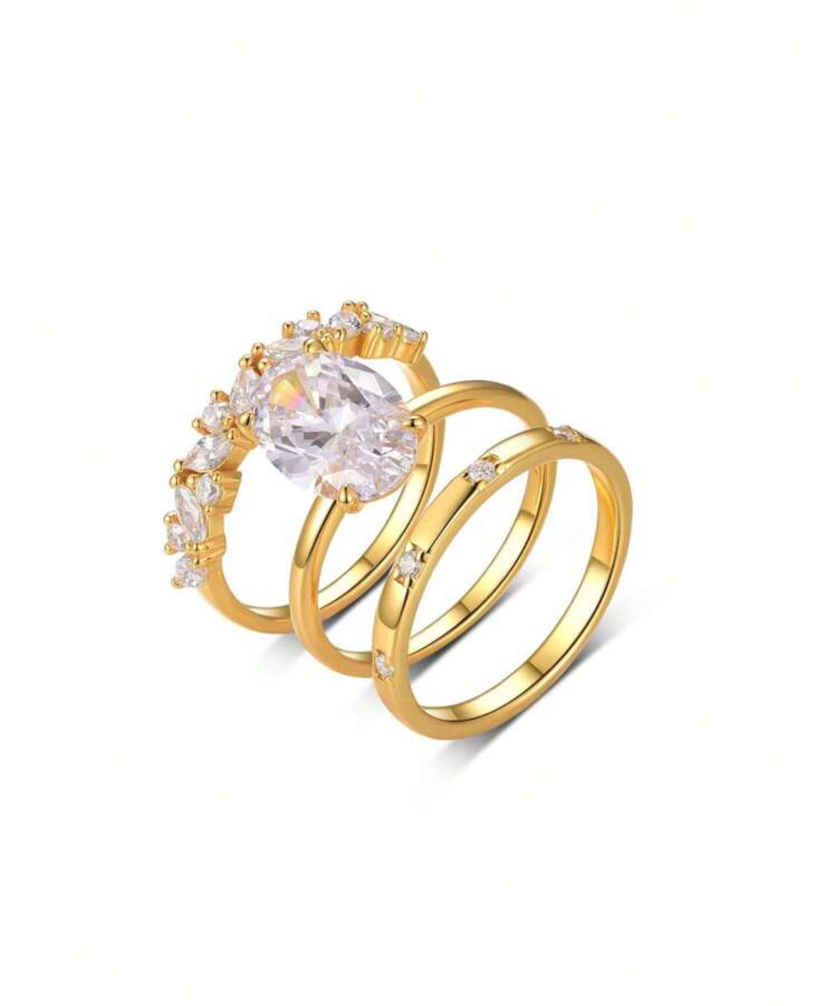 Mystic Halo 925 Sterling Silver 3pc ring set