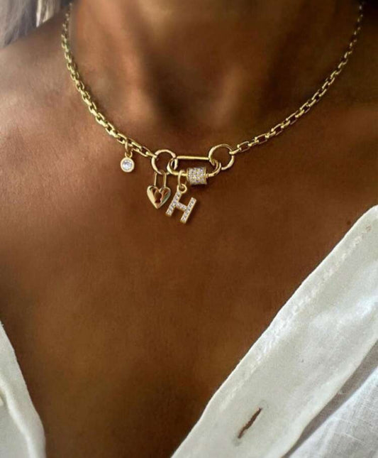 Initial Pin charm necklace