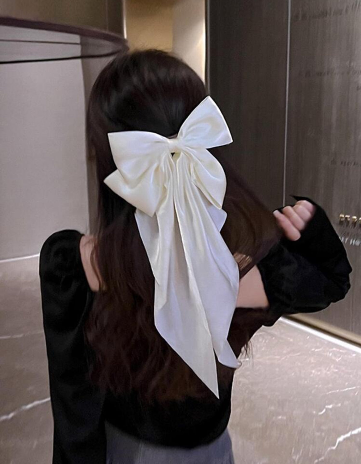 2pc Long Satin Bow tie Hair Pins