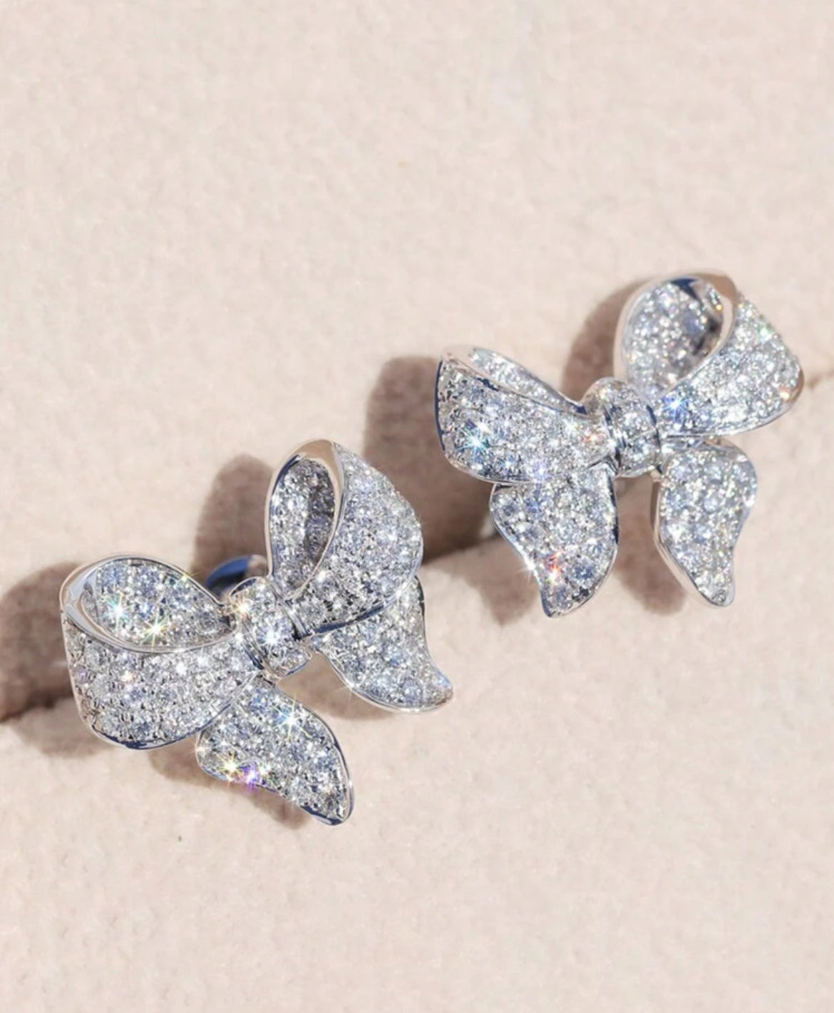 Luxury bow knot silver plated earrings