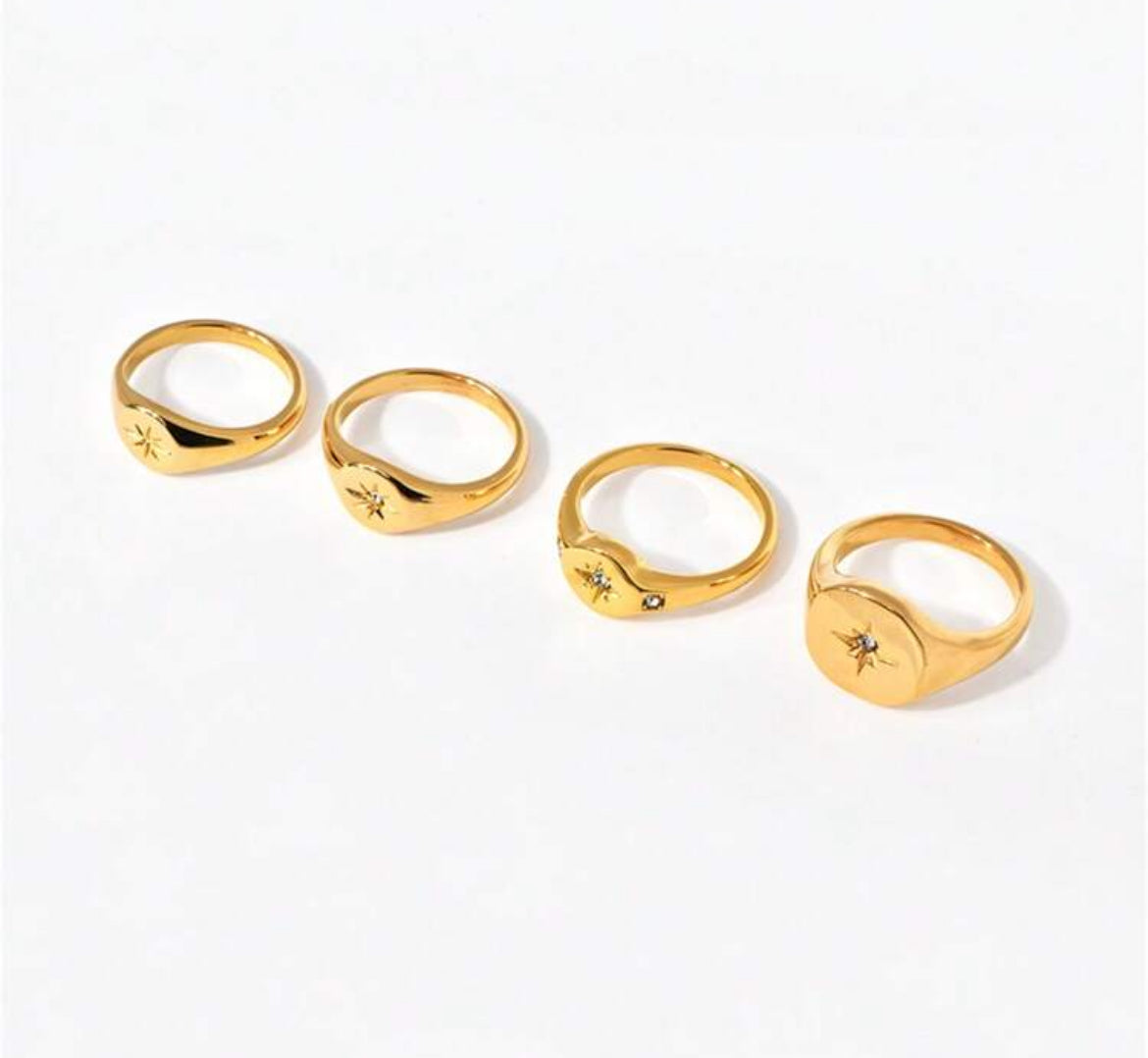 Star 18K gold plated ring