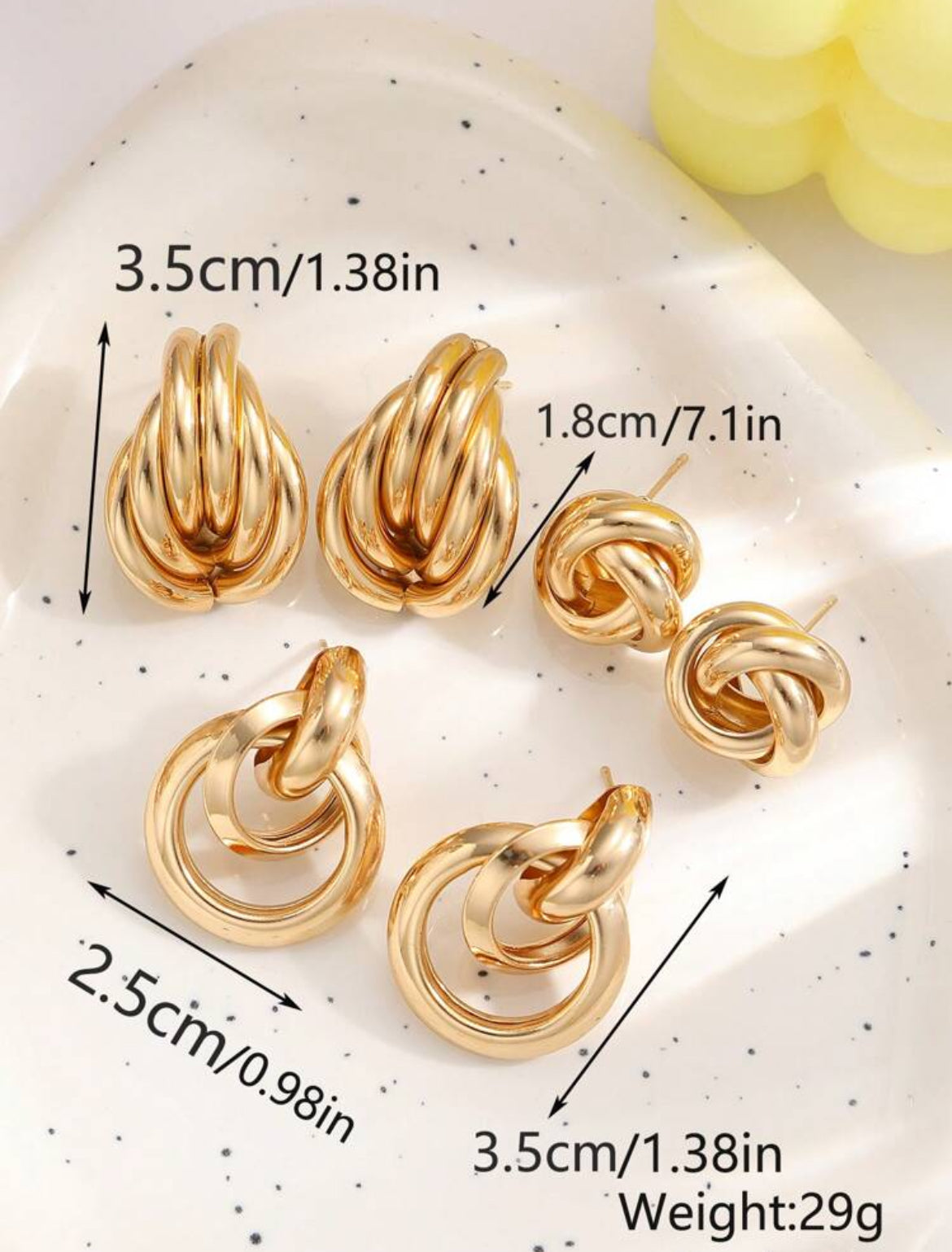 3pairs Twist Earrings