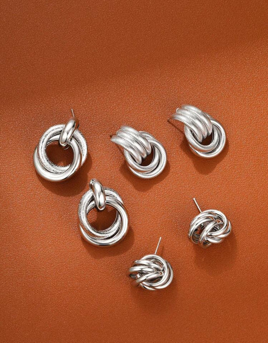 3pairs Twist Earrings