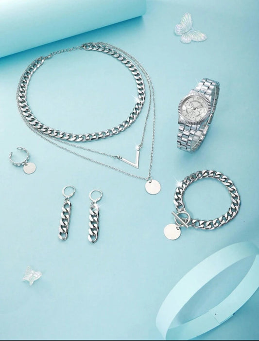 6pc Maeve Stainless Steel Watch Set