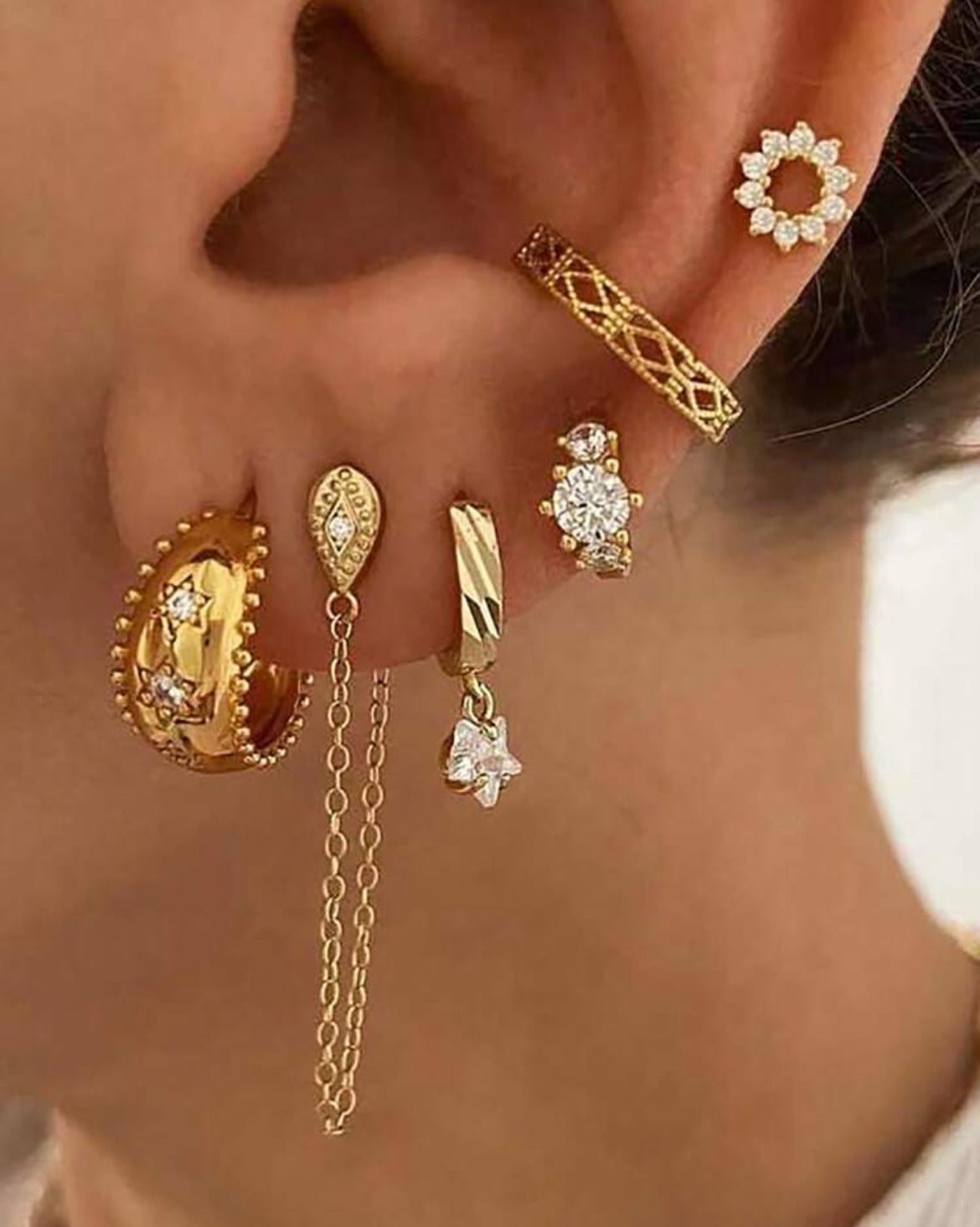 6pc 24K gold earring set