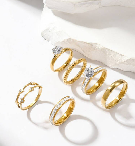 6pc Ene Stainless Steel Ring Set