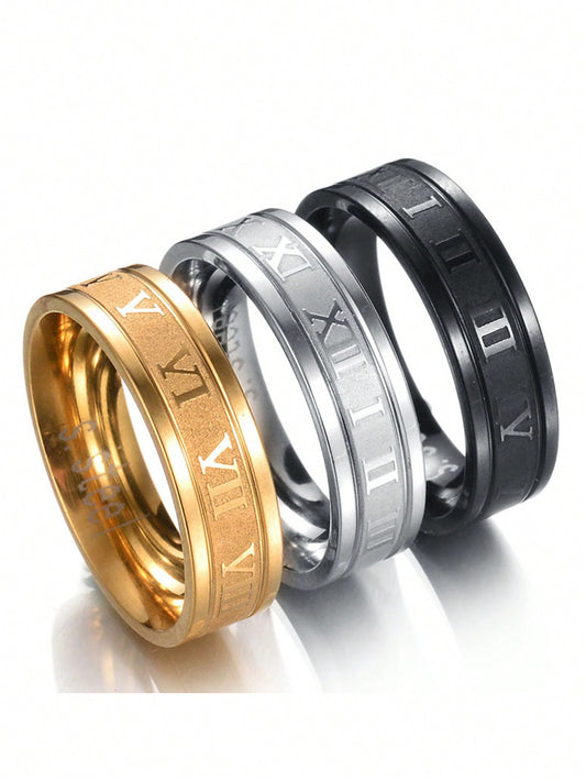 Roman Numerals stainless steel ring