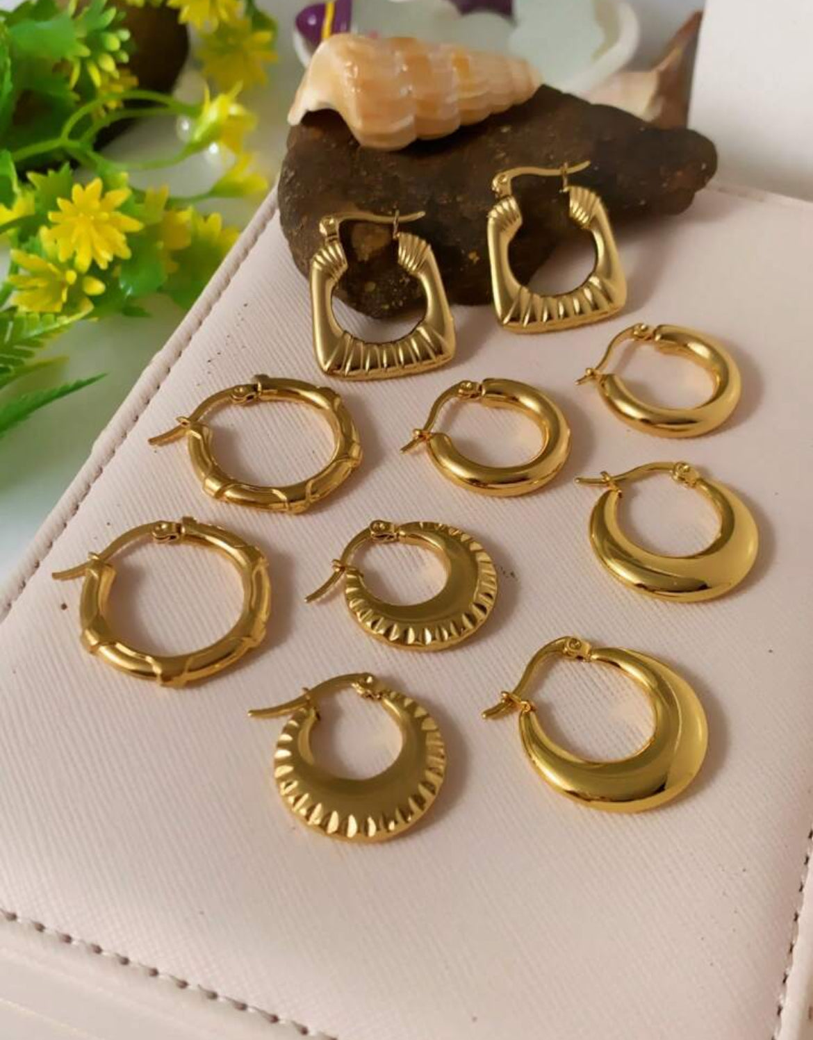 5pairs Rine Elegant Stainless Earring Set