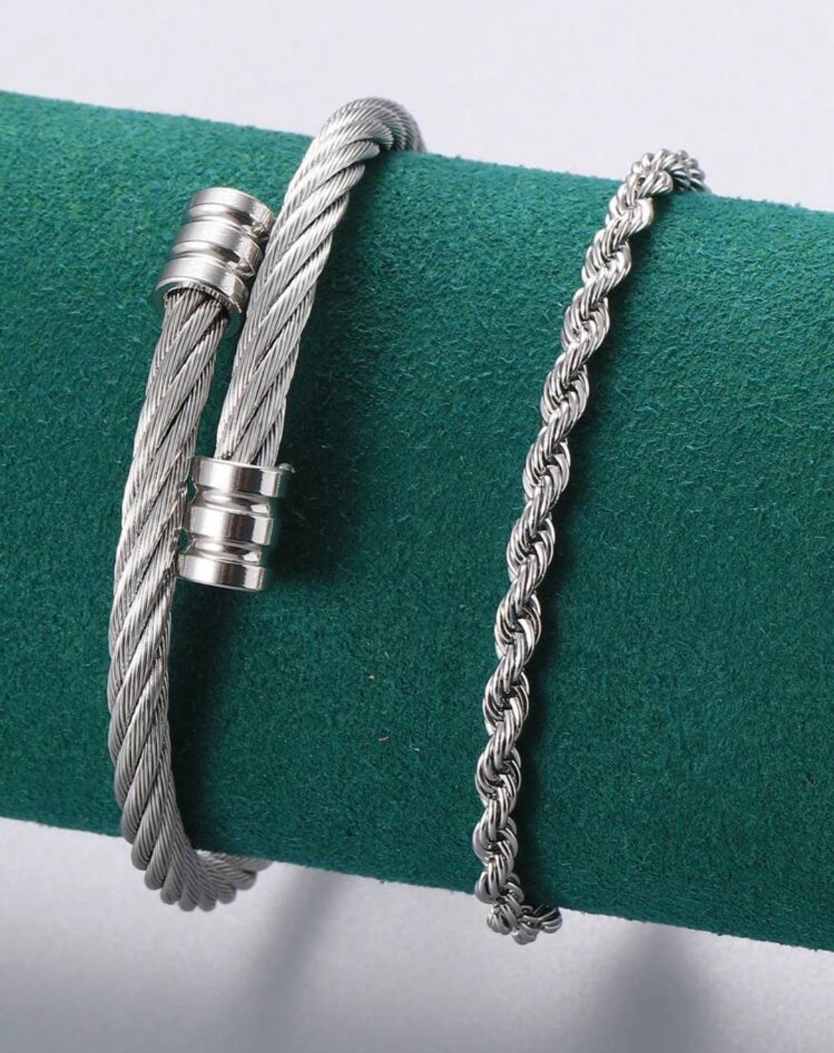 2pc Retro titanium steel bracelet set for men