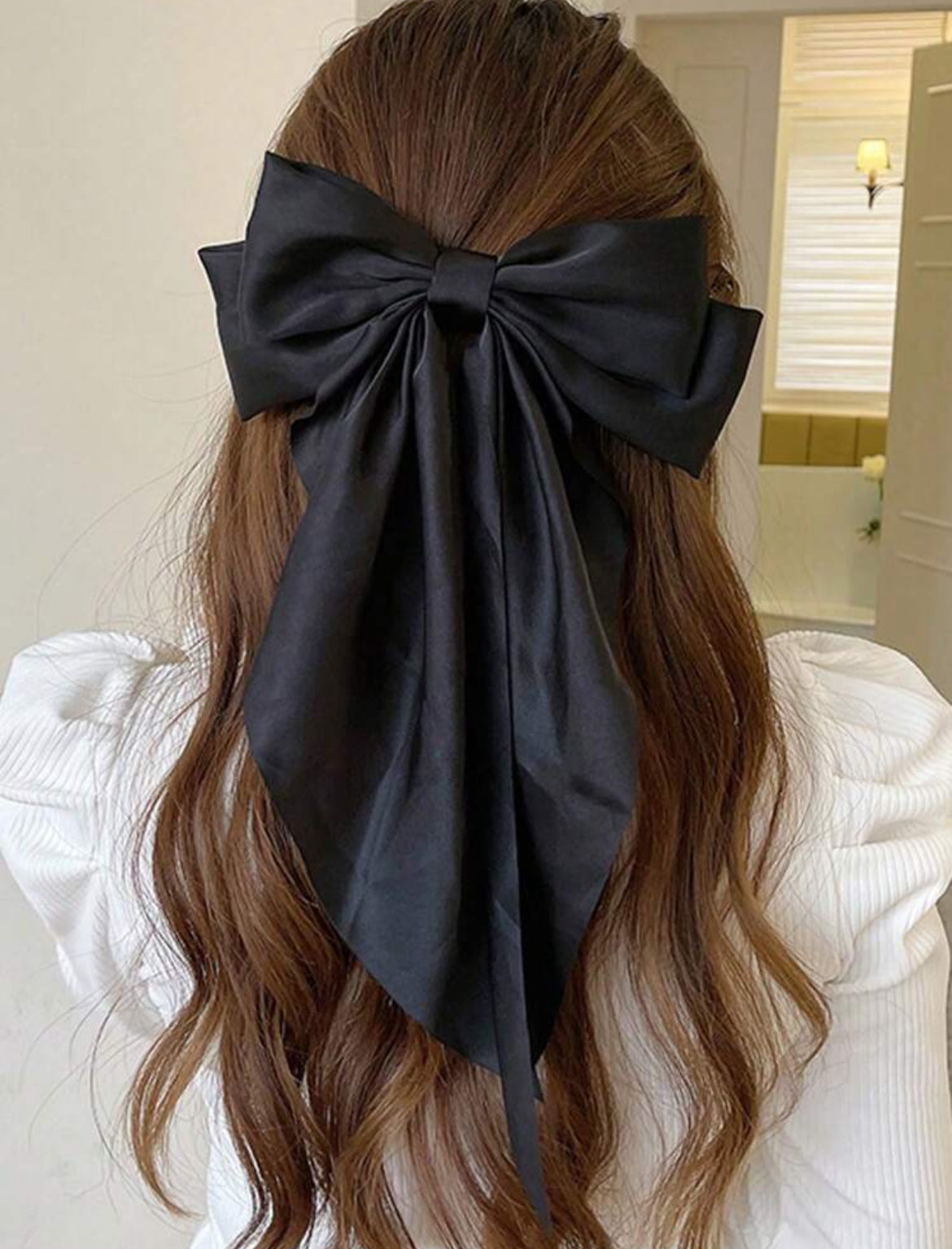 4pc large silky bow hair clips