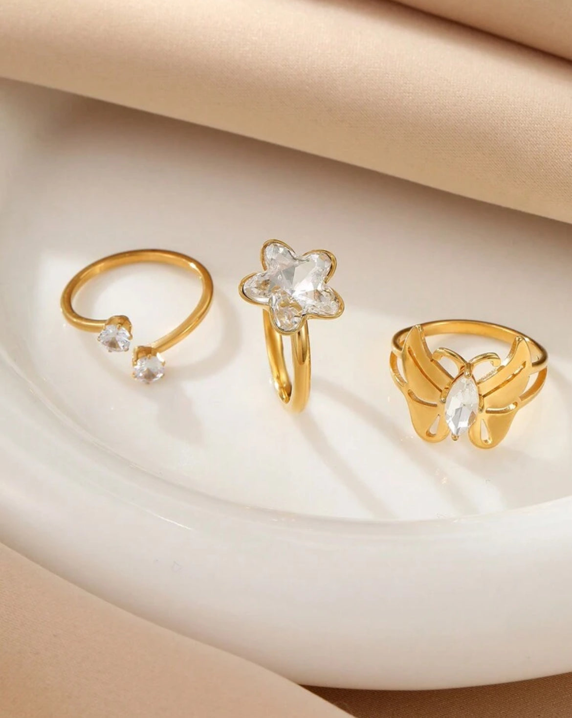 3pc Stainless Steel Ring Set
