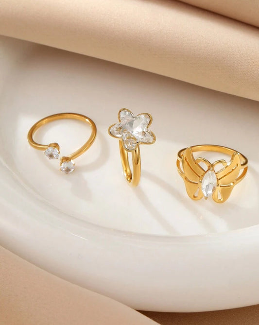 3pc Stainless Steel Ring Set