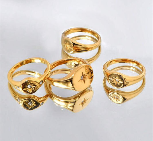Star 18K gold plated ring