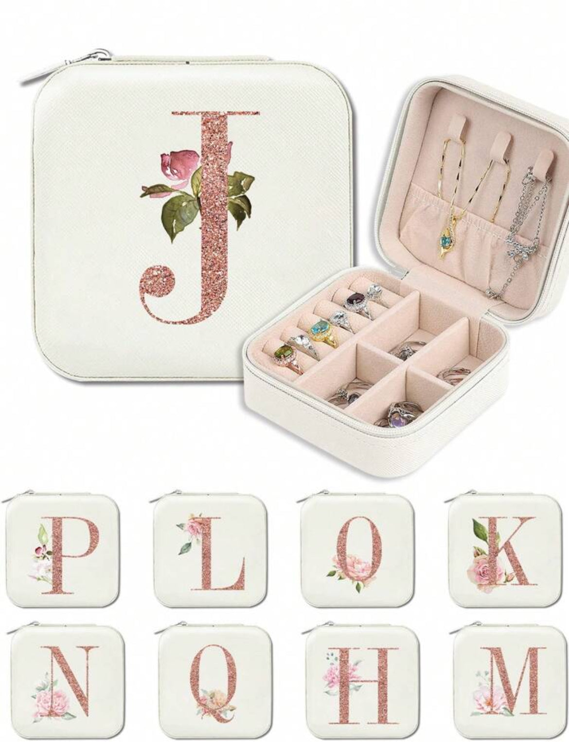 Floral Initial Jewelry Box
