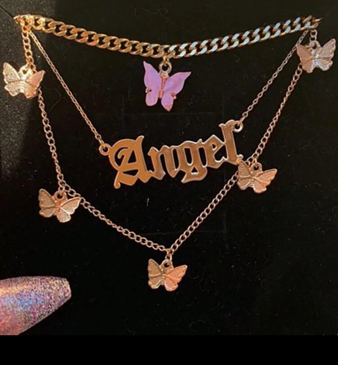 Angel Butterfly Layered Necklace