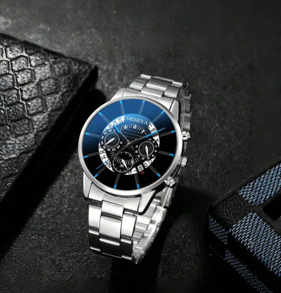 4pc Men’s Blue Elegant Watch Set