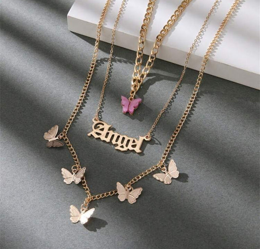 Angel Butterfly Layered Necklace