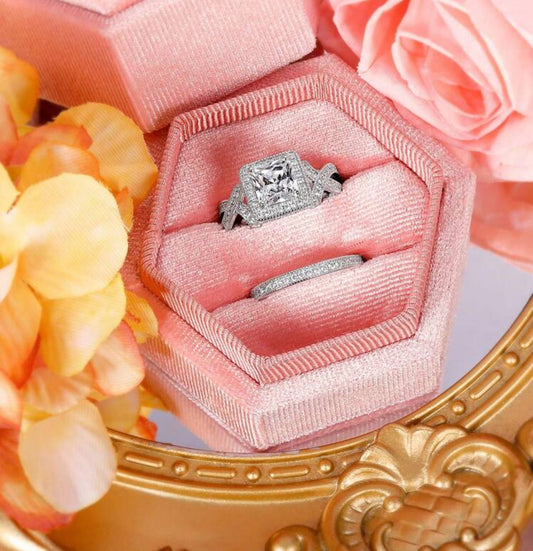 Princess Anne Ring 18k white gold plated .