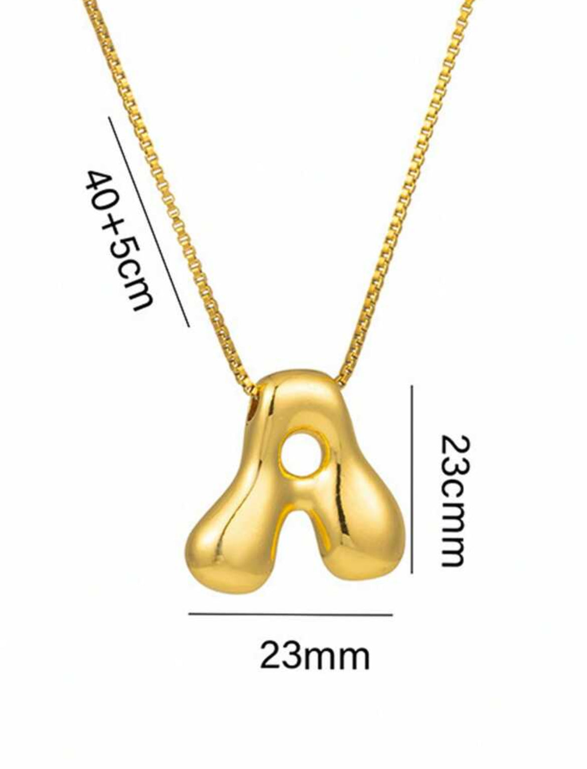 3D glossy initial pendant necklace