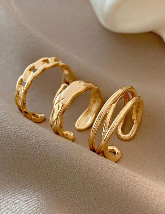 3pc Prime stainless steel gold ring set