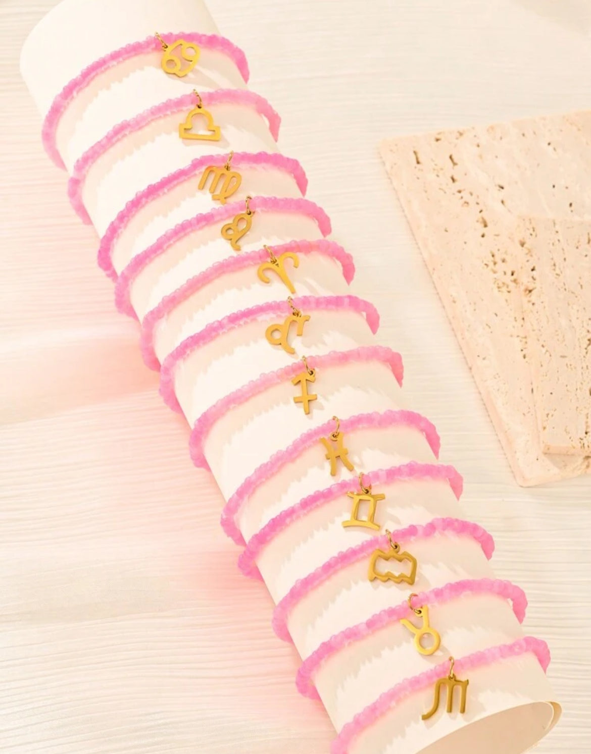 Hot pink zodiac anklet