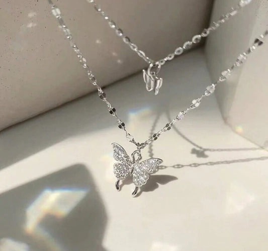 Double layer butterfly necklace