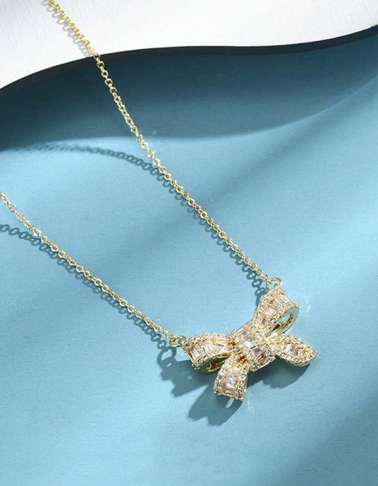 Gael stainless steel bow tie necklace