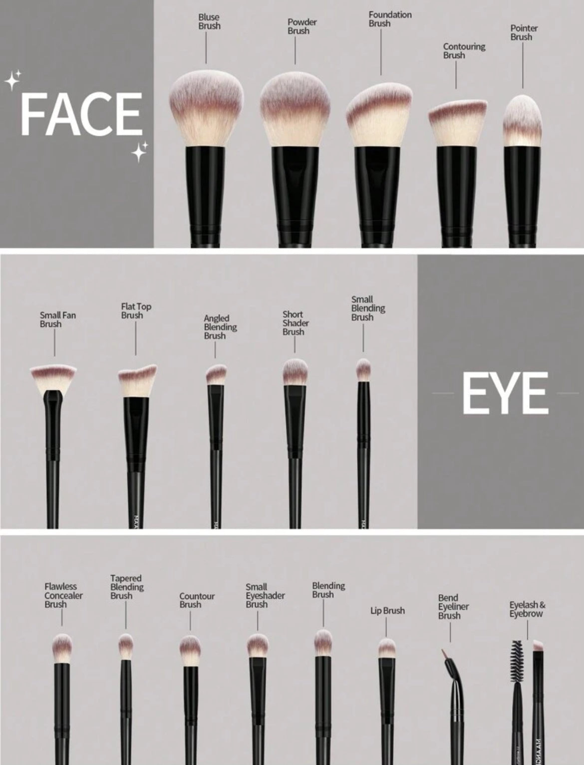 18pc Makeup Brushes Set