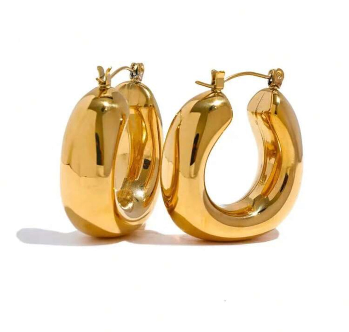 Ski vintage 18k gold plated earring hoops