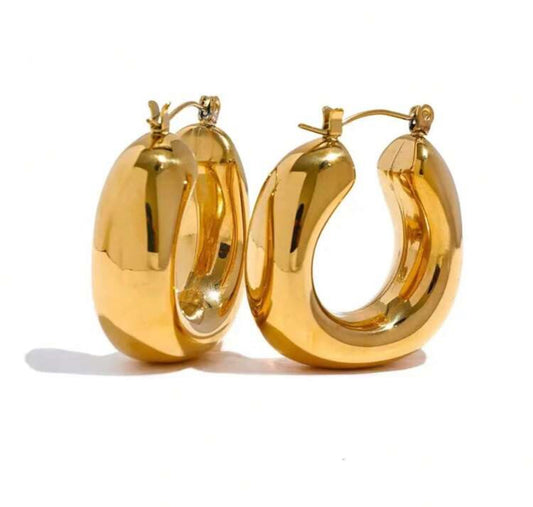 Ski vintage 18k gold plated earring hoops