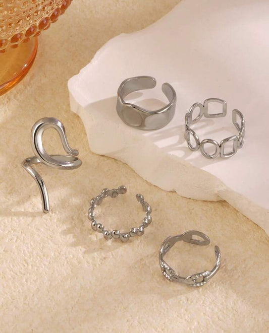 5pc Fae 18K gold plated ring set